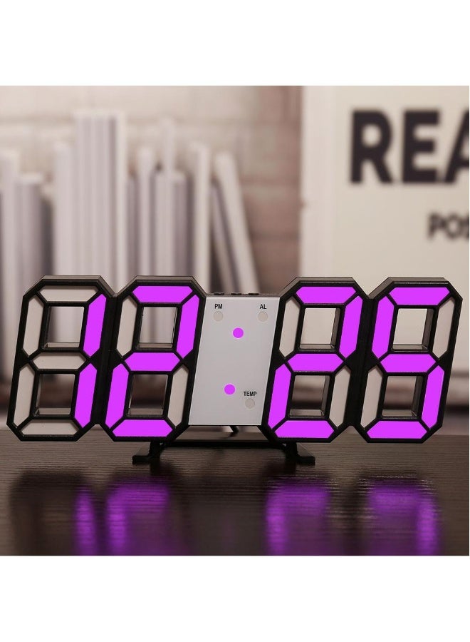 ساعة رقمية ذكية ثلاثية الأبعاد LED، ساعة منبه إلكترونية، ساعة معلقة على الحائط، ساعة غرفة المعيشة، ساعة لقياس درجة الحرارة الداخلية - Image 1