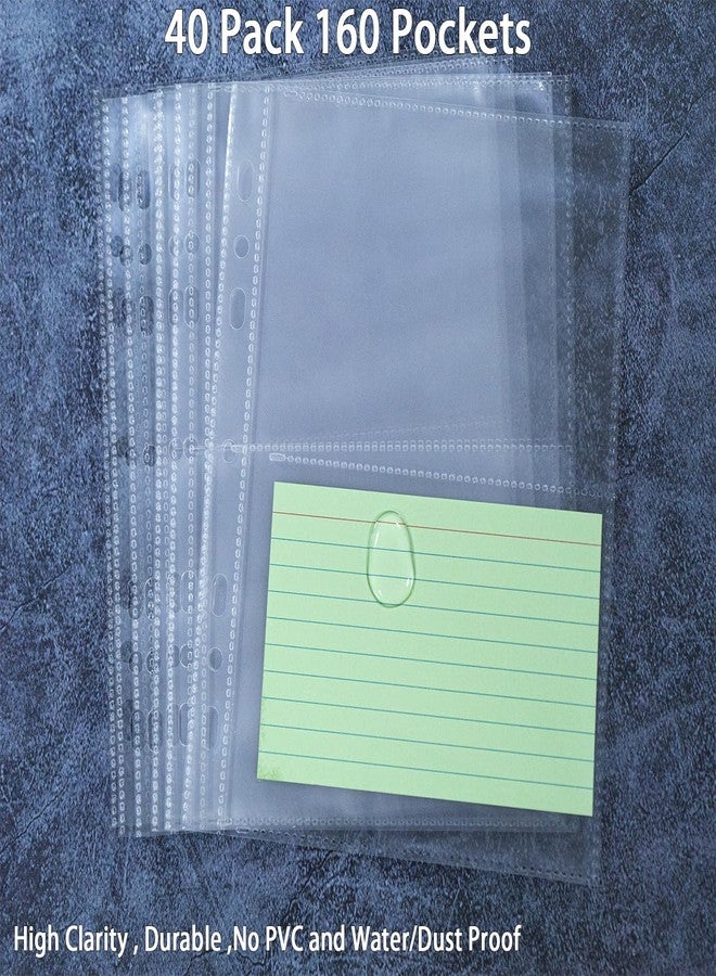BYSTER 40 Pack 160 Pockets A5 Binder Index Card Sleeve Pages, Ultra-Clear 3.5x5 Inch Binder Protective Sleeves for Photos and Seed Packets，Side Loading - Image 2