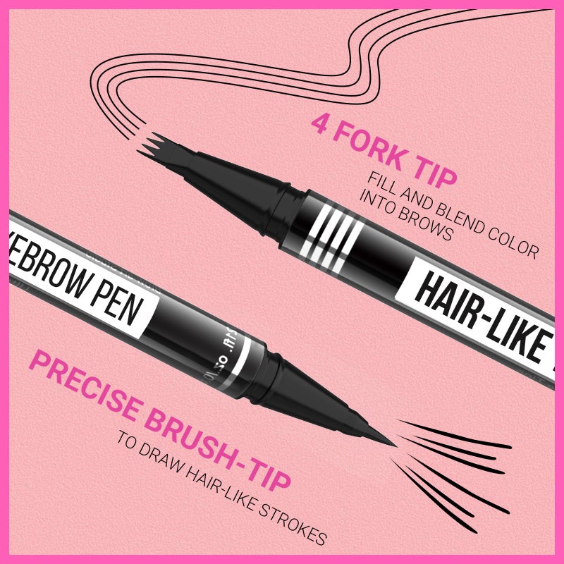 iMethod Eyebrow Pen - Eyebrow Pencil Magical 2-in-1 Eye Brow Pencils for Women with 4-Fork-Tip & Precise Brush-Tip for Natural Hair-Like Brows, Last All-Day, with Eyebrow Spoolie Brush, Brown - Image 4