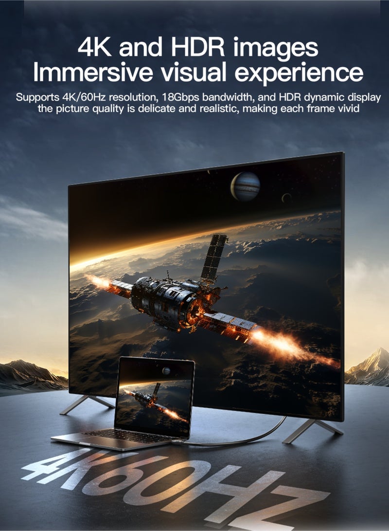 Mindpure 4K HDMI Cable 2m (6.6ft), High-Speed HDMI 2.0 Cord, 4K@60Hz, Gold-Plated Connectors, HDR, Ethernet, ARC, HDCP 2.2, Compatible with PS5, PS4, HDTV, Monitor, DVD - Image 2