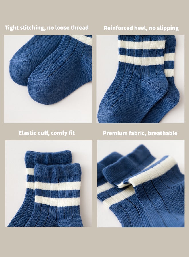 SHABILI Baby Cotton Crew Socks Mid‑Calf Casual Slouch Socks 5‑Pair Set for 0‑1Year, Multicolor Breathable Moisture‑Wicking Elastic Cuff Durable Anti‑Odor No Pilling, Ideal for Daily Travel Sport Leisure - Image 5