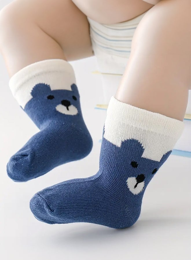 SHABILI Baby Cotton Crew Socks Mid‑Calf Casual Slouch Socks 5‑Pair Set for 0‑1Year, Multicolor Breathable Moisture‑Wicking Elastic Cuff Durable Anti‑Odor No Pilling, Ideal for Daily Travel Sport Leisure - Image 4