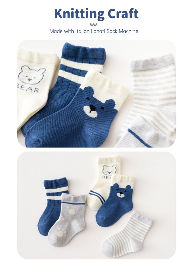 SHABILI Baby Cotton Crew Socks Mid‑Calf Casual Slouch Socks 5‑Pair Set for 0‑1Year, Multicolor Breathable Moisture‑Wicking Elastic Cuff Durable Anti‑Odor No Pilling, Ideal for Daily Travel Sport Leisure - Image 2