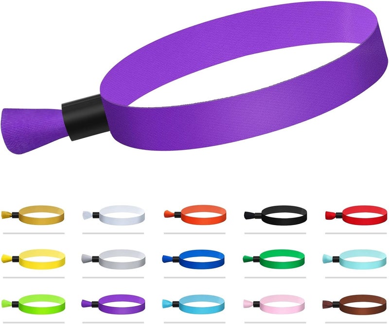 Comflora 100 Pcs Cloth Event Wristband, Disposable Wristbands for Events, Colored Wristbands Events,for Lightweight Concert,Club Entrance Wrist Strap Party Wristband Event (Color : Purple1) - Image 1