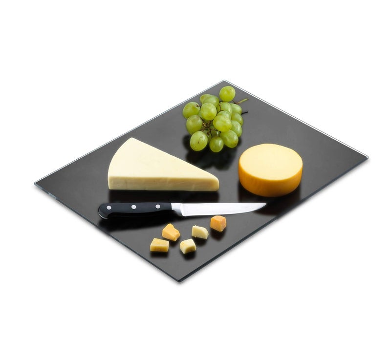 PARNOO Tempered Black Glass Cutting Board  Long Lasting Black Ink Glass  Scratch Resistant Heat Resistant Shatter Resistant Dishwasher Safe Large 12x16