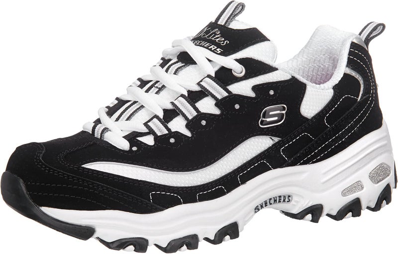 Skechers Sport Women's D'Lites Memory Foam Lace-up Sneaker,Biggest Fan Black/White,7 M US - Image 1