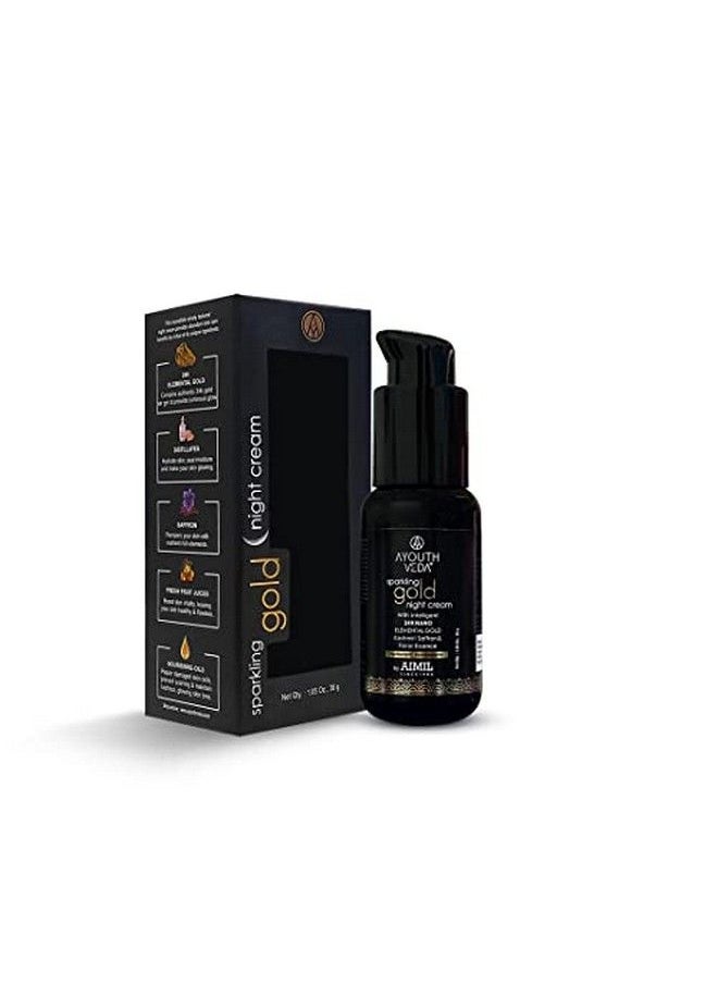 AYOUTHVEDA Sparkling Gold Night Cream Antiageing Fine Lines & Wrinkles 24K Nano Elemental Gold With Kashmiri Saffron Golden Glow (30G)  - Image 2