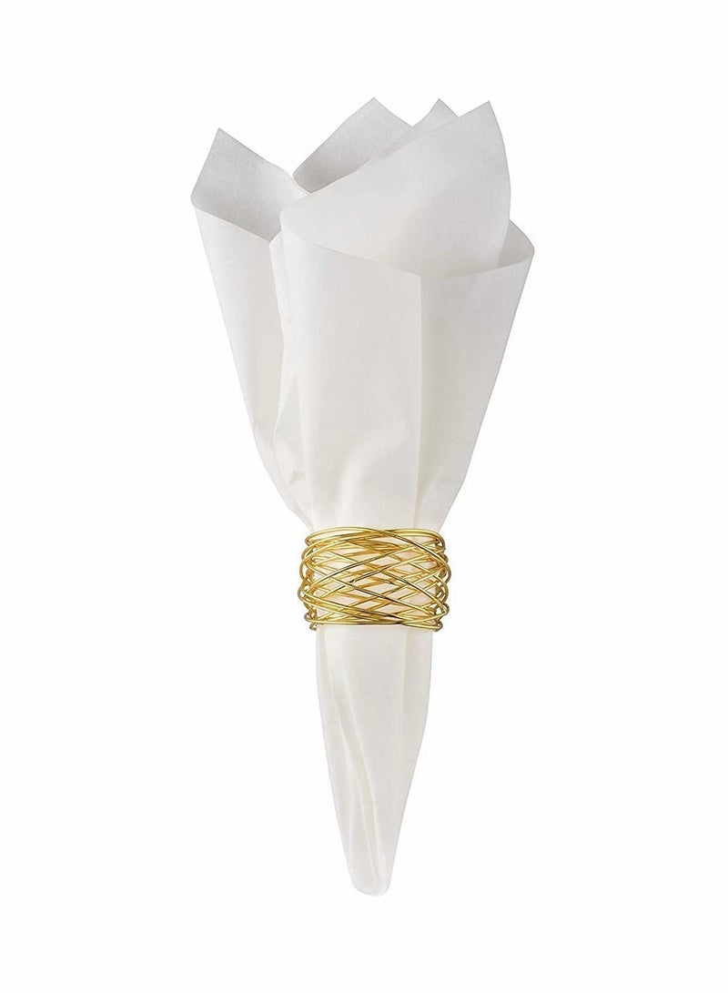 SYOSI Gold Mesh Metal Napkin Ring Holders Set of 12 for Dining Anniversary Birthday Candlelight Dinner Holiday Party of Table Setting Table Decoration Wedding Dining Table Decoration Setting - Image 3