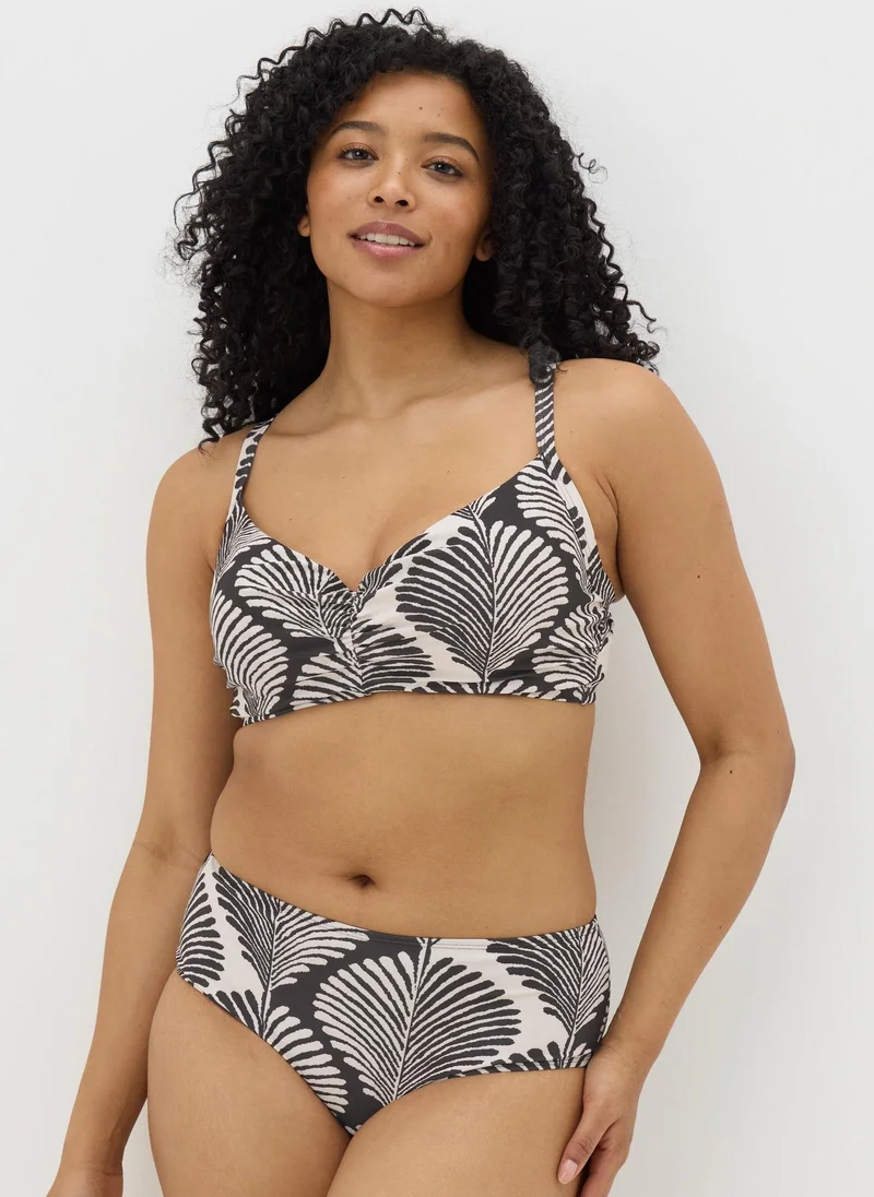 Matalan DD+ Black Mono Shell Print Cupped Bikini Top