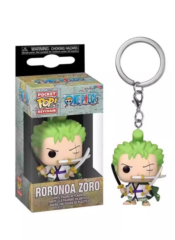 Generic - Funko Pop!   Animation: One Piece - Roronoa Zoro Keychain，Collectible Mini Figure，Gift Idea， Movies Fans，Backpack Decor，Multicolour - Image 1