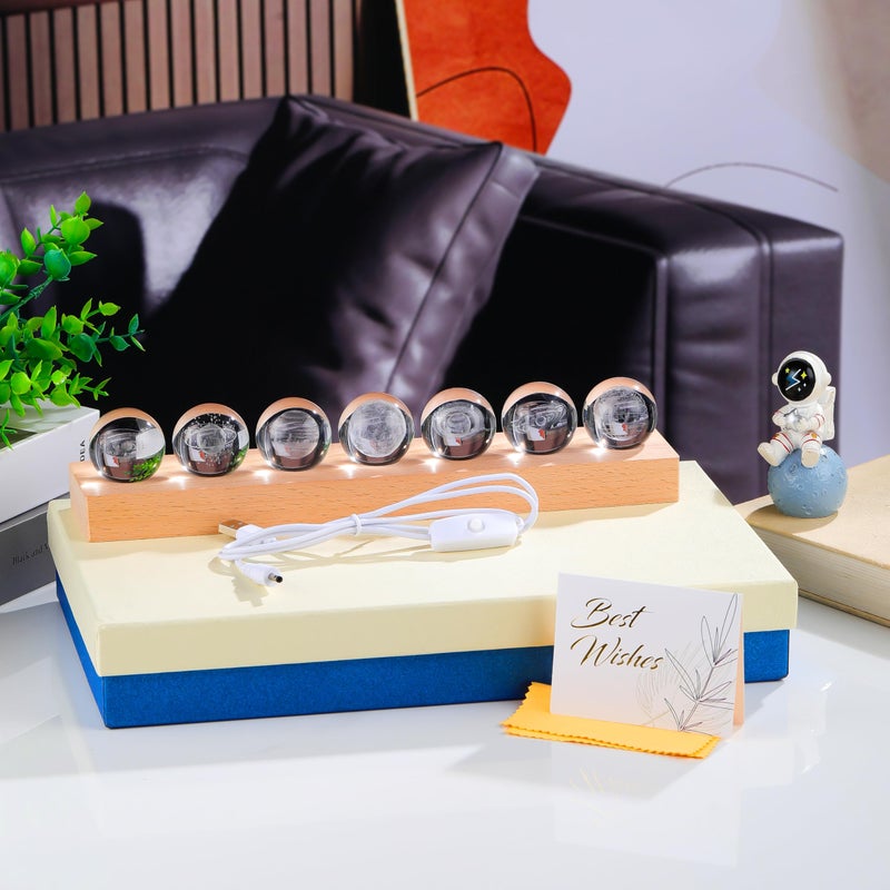 Qianwei 3d Crystal Ball Solar System Crystal Ball with Led Lamp Base - Best Birthday Science Gifts For Man Teacher Boy Kids Girls Men - Galaxy Jupiter Saturn Moon Earth Solar System Space Astronomy Gifts - Image 3