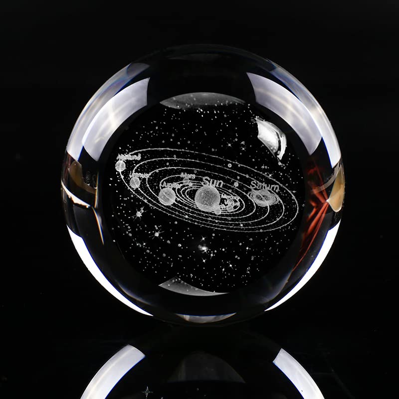 Qianwei 3d Crystal Ball Solar System Crystal Ball with Led Lamp Base - Best Birthday Science Gifts For Man Teacher Boy Kids Girls Men - Galaxy Jupiter Saturn Moon Earth Solar System Space Astronomy Gifts - Image 4