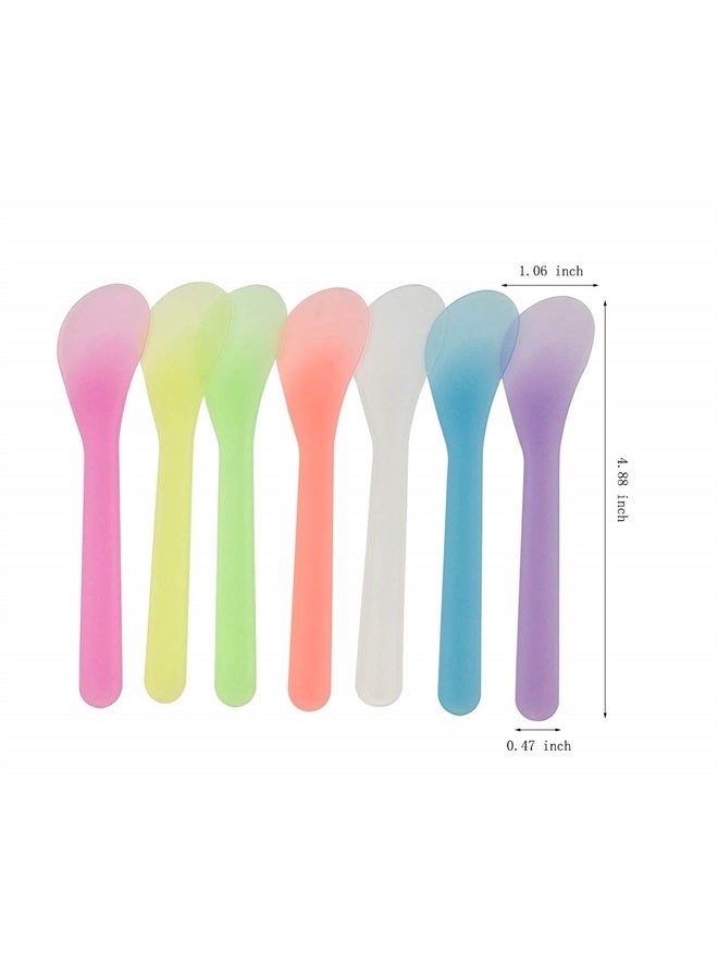 QsQueen 100 PCS Cosmetic Spatula for Makeup Face Mask Plastic Spoon Disposable Makeup Tools for Mixing and Sampling 4.88'' x 1.06" Random Color - Image 4