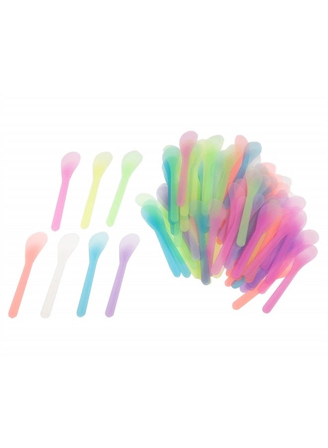 QsQueen 100 PCS Cosmetic Spatula for Makeup Face Mask Plastic Spoon Disposable Makeup Tools for Mixing and Sampling 4.88'' x 1.06" Random Color - Image 1