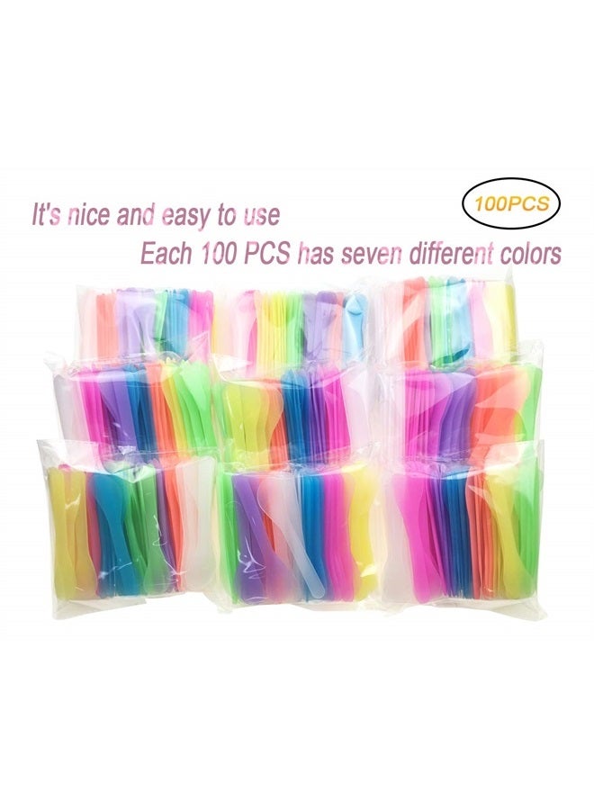 QsQueen 100 PCS Cosmetic Spatula for Makeup Face Mask Plastic Spoon Disposable Makeup Tools for Mixing and Sampling 4.88'' x 1.06" Random Color - Image 2
