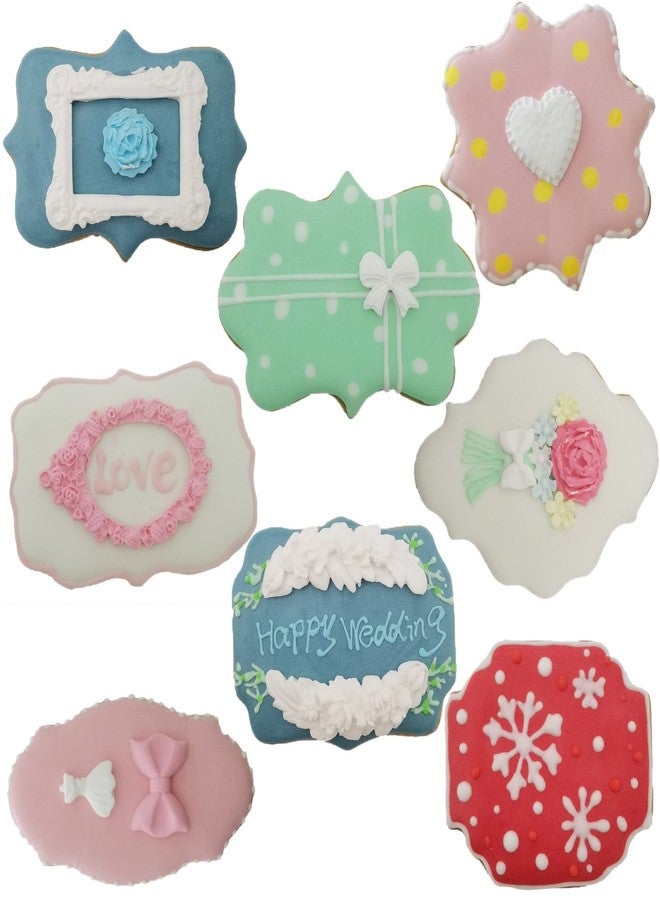 Comais Fancy Plaque Cookie Cutters Set of 8 pcs, Stainless Steel Wedding Frames Shaped Fondant Cutter Molds Baking DIY - Image 4