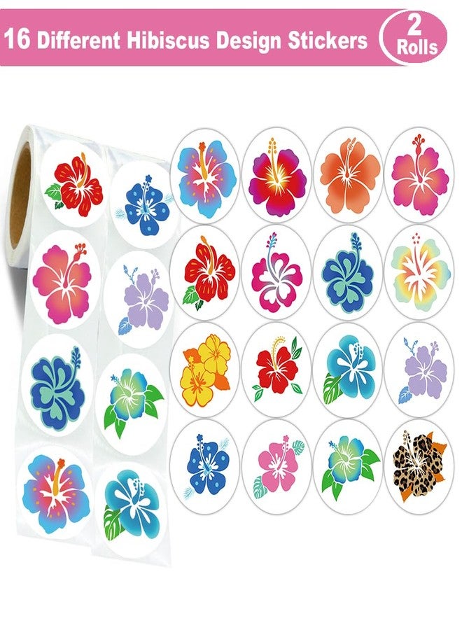 Hohamn 600 Pcs Hibiscus Stickers for Kids Teachers 1.5 Inch 16 Styles Hawaiian Tropical Hibiscus Flower Stickers for Kids Boys Girls Birthday Party School Reward Giveaways - Image 2
