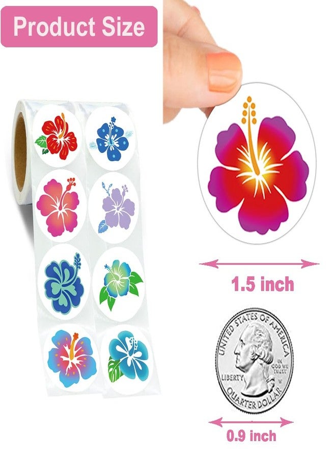 Hohamn 600 Pcs Hibiscus Stickers for Kids Teachers 1.5 Inch 16 Styles Hawaiian Tropical Hibiscus Flower Stickers for Kids Boys Girls Birthday Party School Reward Giveaways - Image 3