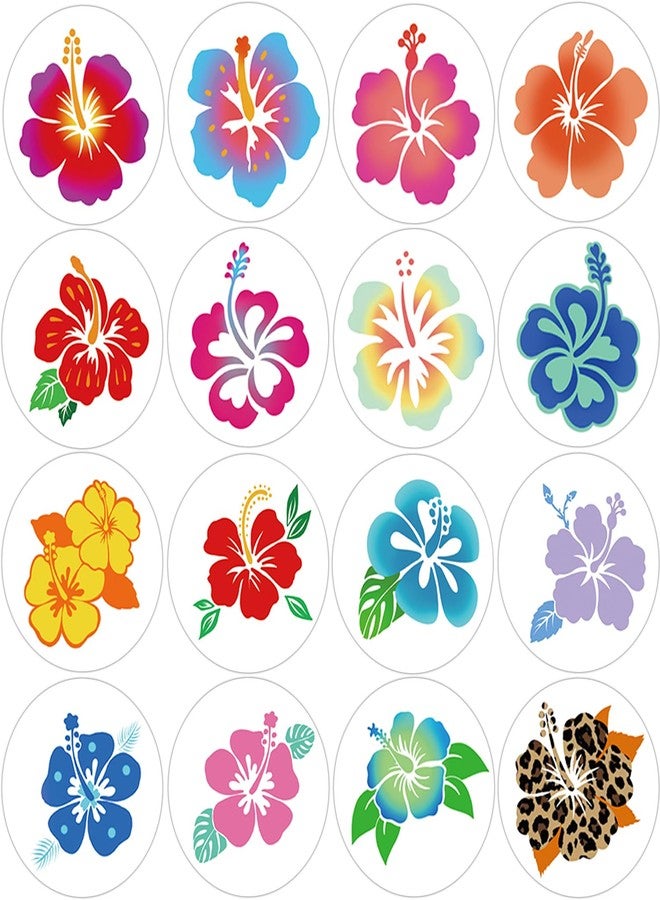 Hohamn 600 Pcs Hibiscus Stickers for Kids Teachers 1.5 Inch 16 Styles Hawaiian Tropical Hibiscus Flower Stickers for Kids Boys Girls Birthday Party School Reward Giveaways - Image 1