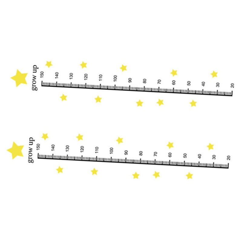 2 Sheets Star Pattern Growth Chart Sticker Height Measurement Decal For Kids Room - Image 2