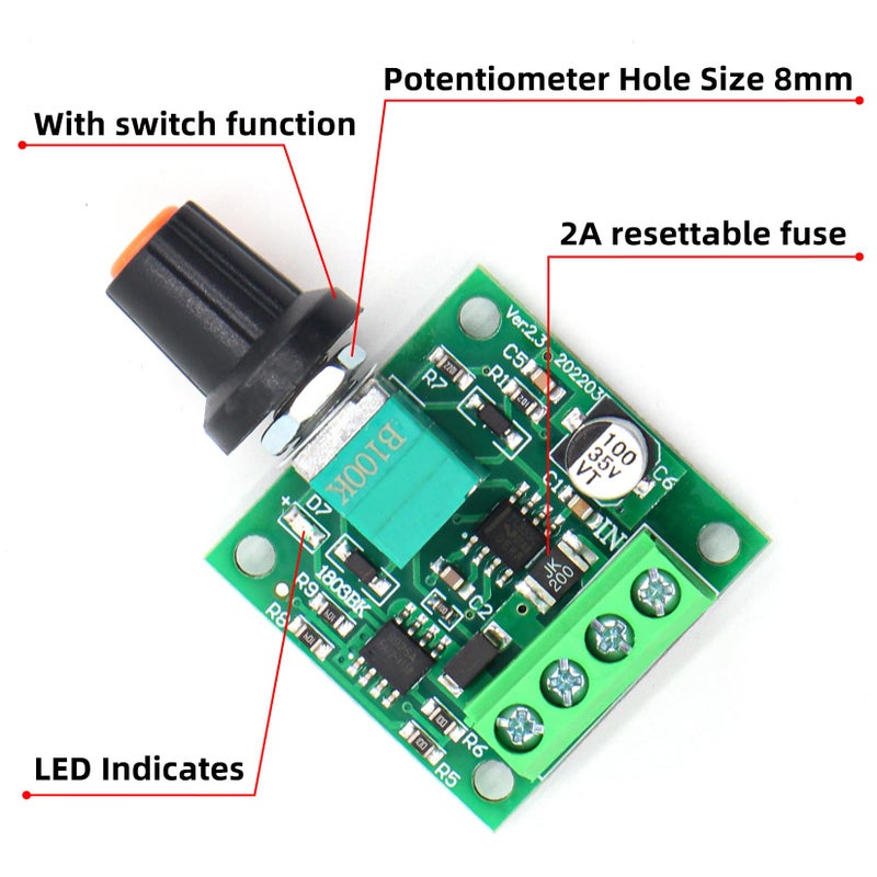 RioRand RR-PWM-15V Low Voltage Dc 1.8v 3v 5v 6v 12v 2a Motor Speed Controller PWM - Image 3