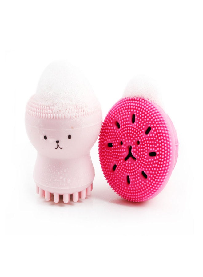 Double-sided jellyfish small octopus face wash brush silicone cleansing brush facial cleansing brush face brush artifact cleansing instrument spot Blister box Pink - Image 5