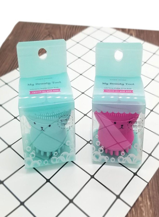 Double-sided jellyfish small octopus face wash brush silicone cleansing brush facial cleansing brush face brush artifact cleansing instrument spot Blister box Pink - Image 4