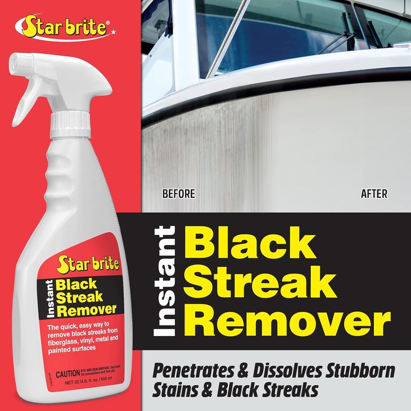 Star Brite مزيل الخطوط السوداء الفوري - يذيب الدهون والزيوت والدخان وبقع العادم على الألياف الزجاجية والفينيل والمعادن والبلاستيك والأسطح المطلية - رش، امسح - Image 2
