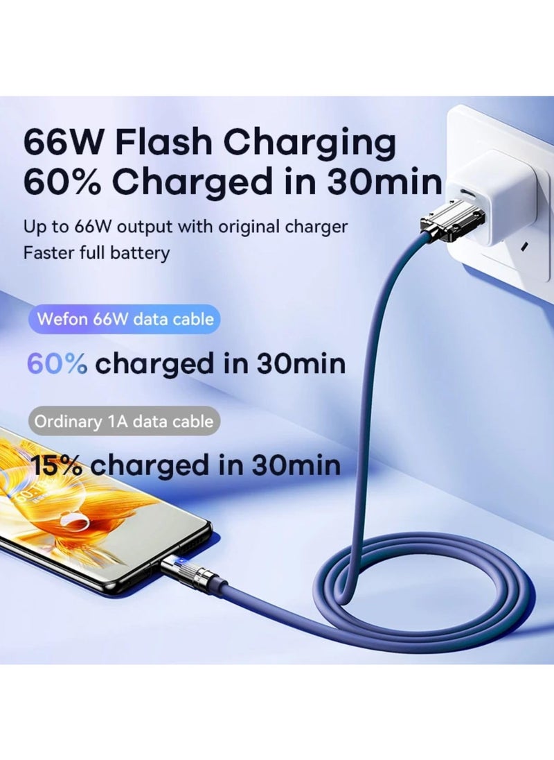 Remax Mena - 66W Data Cable With Display (USB-A to Type-C), Fast Charging Zinc-Alloy Braided Elastic Cable with Charging Indicator, Fast Charging + Data Transmission,1.2M Length (Black) - Image 1