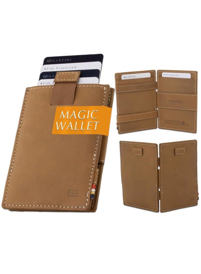 GARZINI Men's Camel Brown Solid Cavare Vintage MW-CS4-CBR Slim RFID Protected Wallet - Image 1