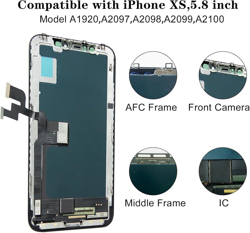 EFAITHFIX Store for iPhone XS Screen Replacement OLED [NOT LCD] 5.8 inch Display Full HD Digitizer 3D Touch Screen Frame Assembly for (Model A1920,A2097,A2098,A2099,A2100) with Waterproof Adhesive, No Tools - Image 3