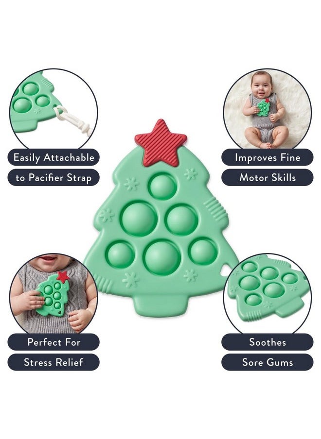 Itzy Ritzy Itzy Ritzy Sensory Popper Toy - Itzy Pop Toy Features Raised Textures to Soothe Sore Gums; Relieves Stress and Improves Fine Motor Skills; Can Attach to a Bag or Pacifier Strap; Christmas Tree  - Image 2