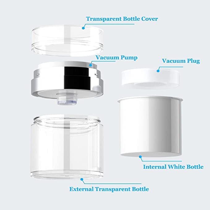kesig kesig Press Cream Round Bottle Airless Pump Cosmetic Containers Vacuum Press Cream Jars Refillable Face Lotion Box for Lip Balms Moisturizer Travel Makeup Skin Care Tool Acrylic Silicone  - Image 5