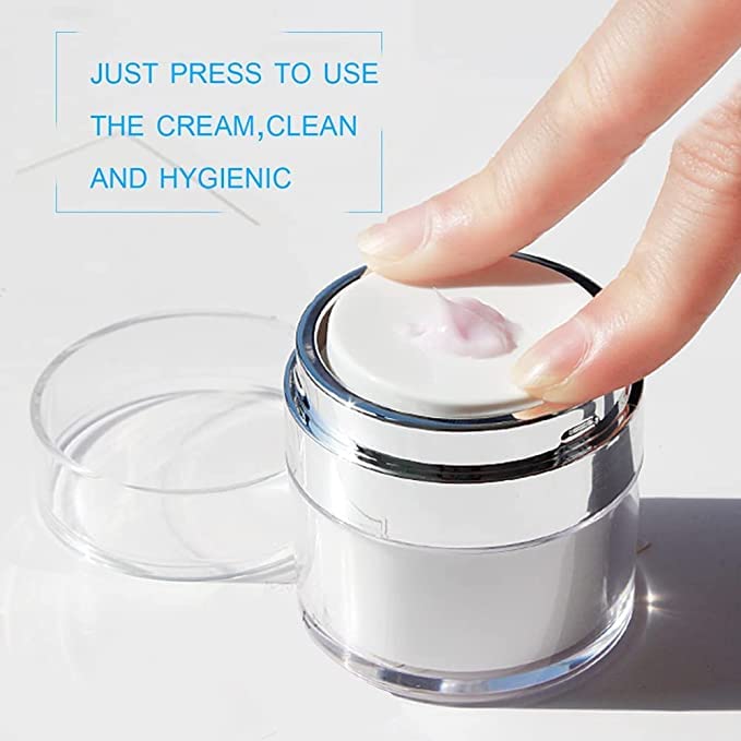 kesig kesig Press Cream Round Bottle Airless Pump Cosmetic Containers Vacuum Press Cream Jars Refillable Face Lotion Box for Lip Balms Moisturizer Travel Makeup Skin Care Tool Acrylic Silicone  - Image 2