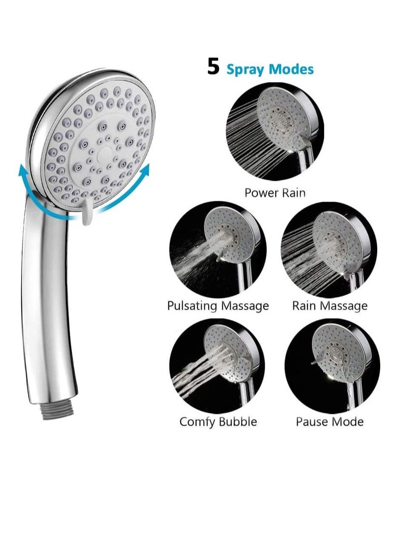 Rubik Shower Head Set with 2M Shower Hose, 5 Spray Modes Universal Handheld Shower Head for Adults Children Pets Home and Gym Use (2 Meter) - Image 2