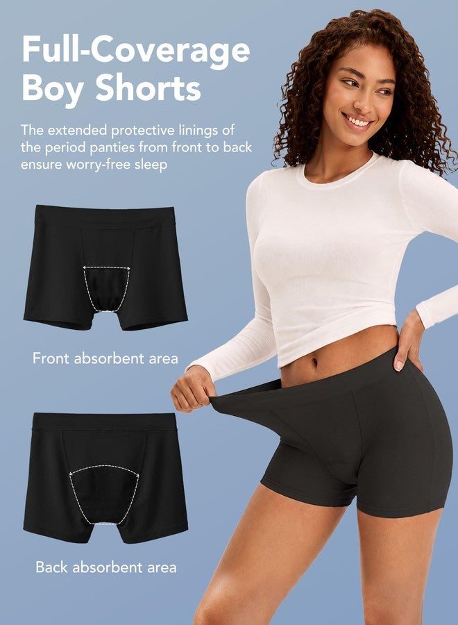 TIICHOO Incontinence Underwear for Women Washable Leak Proof Boxers Bladder Protective Boyshorts 5 Pack (XX-Large, 5 Black - Image 4