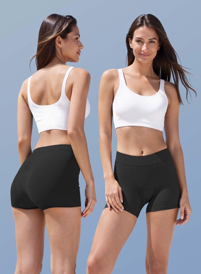 TIICHOO Incontinence Underwear for Women Washable Leak Proof Boxers Bladder Protective Boyshorts 5 Pack (XX-Large, 5 Black - Image 2