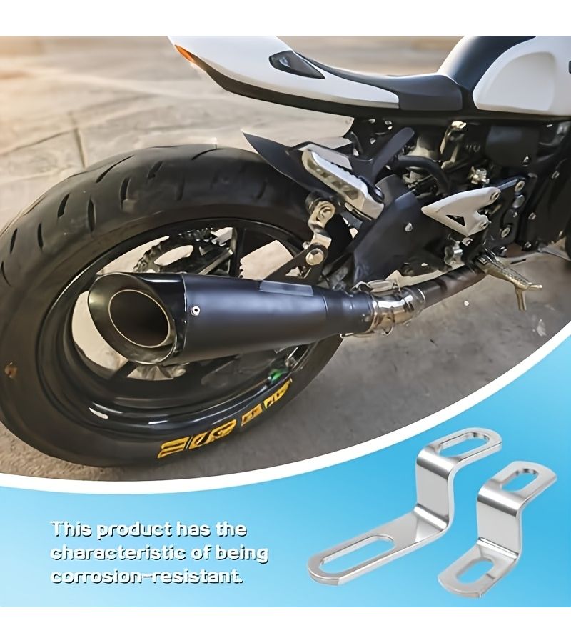 4 Pcs Stainless Steel Motorcycle Exhaust Bracket Hanger Mount Clamp - Image 5