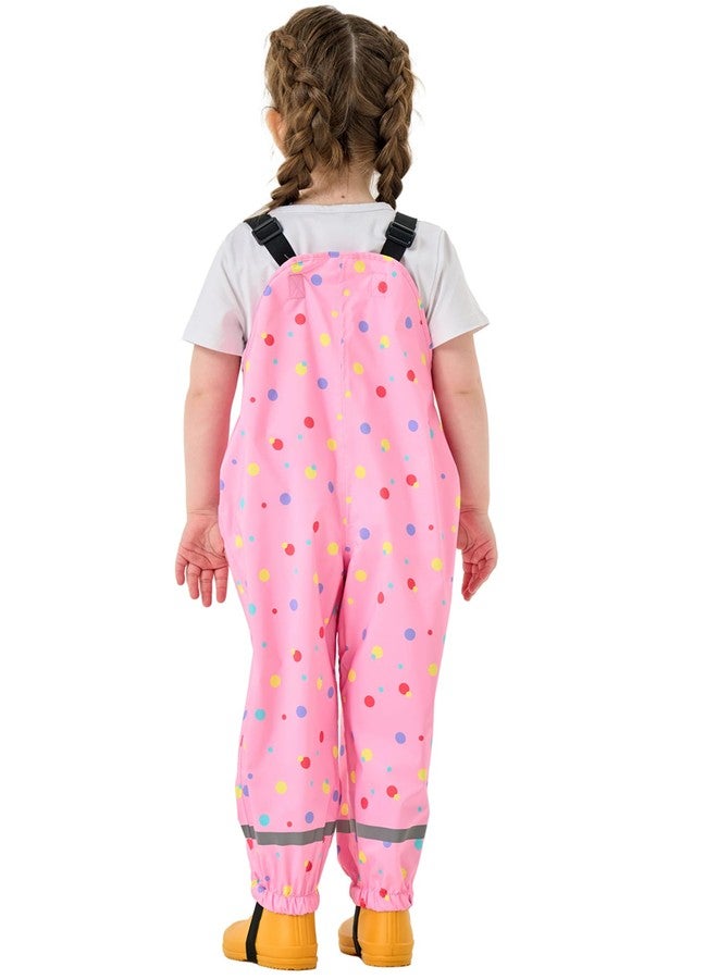 YIQAUMA Kids Rain Bibs Boys Girls Suspender Rainpants Toddlers Waterproof Overalls Rainwear, Pink, 3-4 Years - Image 2