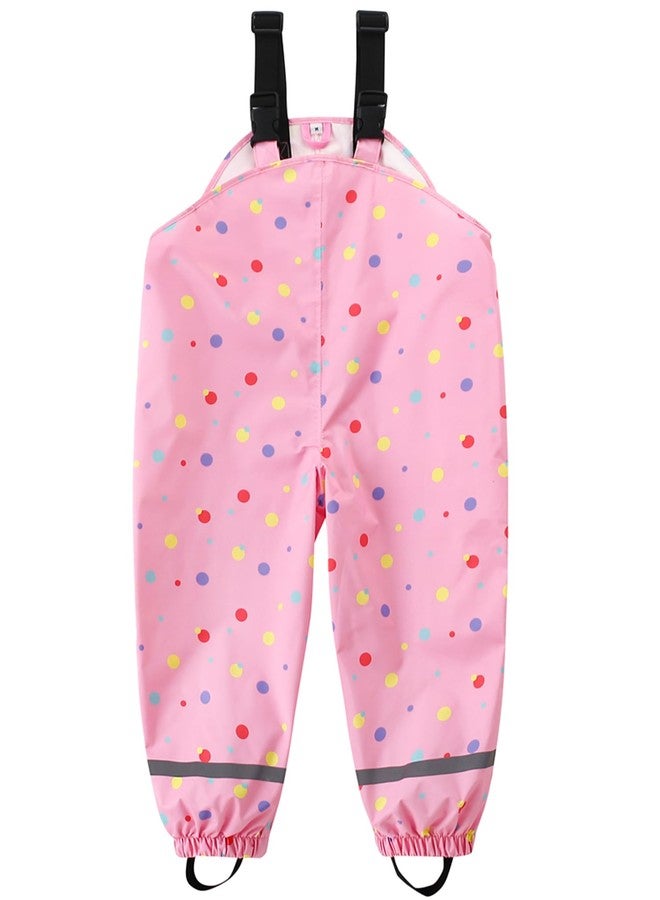 YIQAUMA Kids Rain Bibs Boys Girls Suspender Rainpants Toddlers Waterproof Overalls Rainwear, Pink, 3-4 Years - Image 5