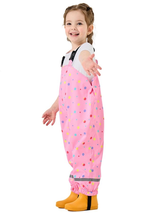 YIQAUMA Kids Rain Bibs Boys Girls Suspender Rainpants Toddlers Waterproof Overalls Rainwear, Pink, 3-4 Years - Image 3