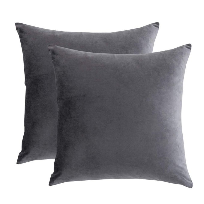 VELVET DECORATIVE THROW PILLOW COVERS CUSHION COVER PILLOW CASE FOR SOFA COUCH BED CHAIRSOFT SQUARE GRAY THROW PILLOWS 18X18 INCHSET OF 2