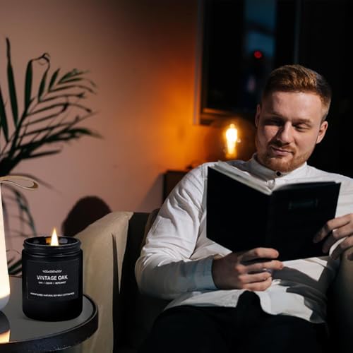 JXDLSQ Scented Candle Set Men Candle Set Scented Candles for Home Gifts for Men 4 Pack Manly Candles Gifts for Mens Scents of Smoke VanillaLeatherOakLavender Wood - Image 4