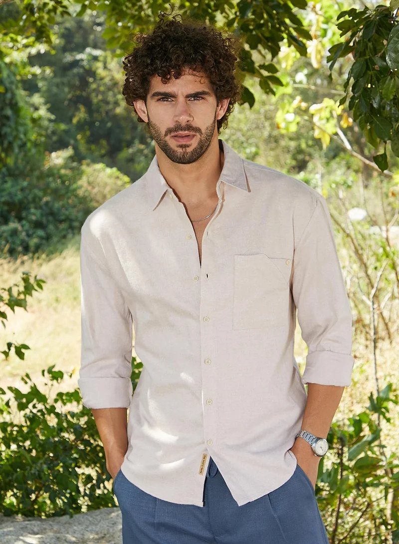 كامبوس سوترا قميص رجالي بيج مودرن سادة