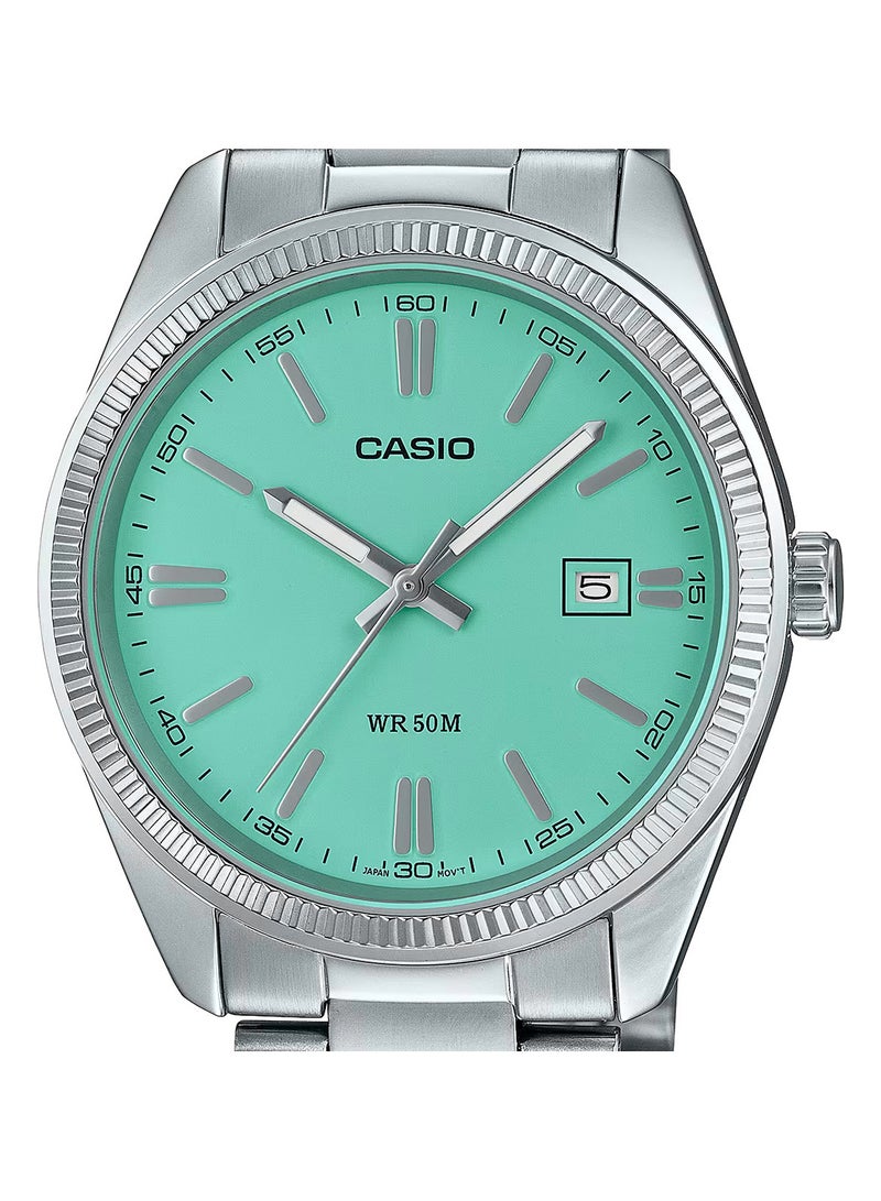 Casio Stainless Steel Men's Watch Triffany Dial, Silver Band - MTP-1302PD-2A2VEF - Image 2
