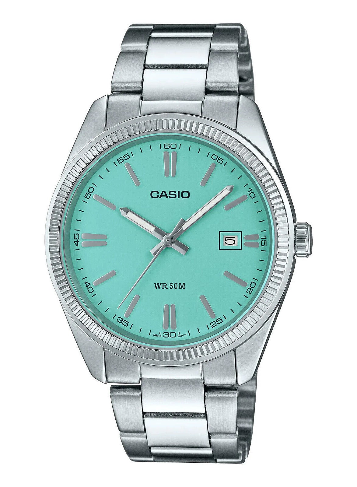 تسوق CASIO وساعة كاسيو للرجال من الستانلس ستيل بمينا تريفاني وسوار فضي ...