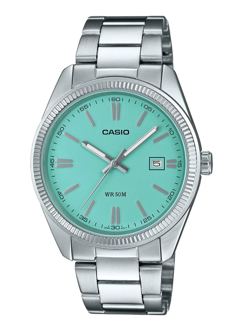 Casio Stainless Steel Men's Watch Triffany Dial, Silver Band - MTP-1302PD-2A2VEF - Image 1