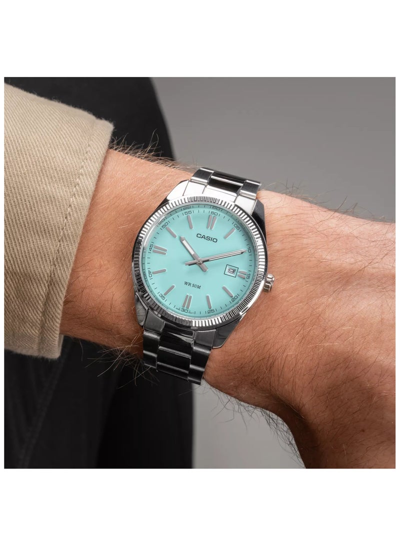 Casio Stainless Steel Men's Watch Triffany Dial, Silver Band - MTP-1302PD-2A2VEF - Image 5