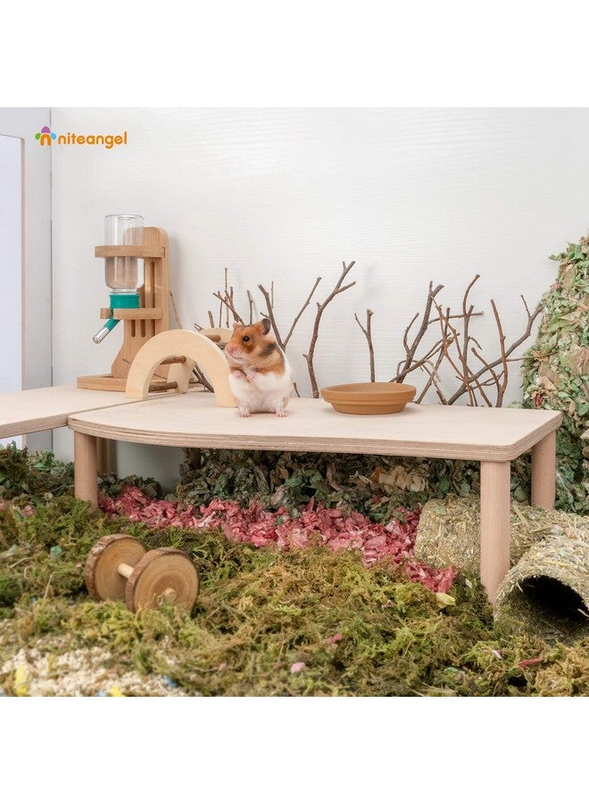 Niteangel Hamster Play Wooden Platform for Food Bowl Drinking Bottle and Other cage Accessories (Wave - 7" Height) - Image 3
