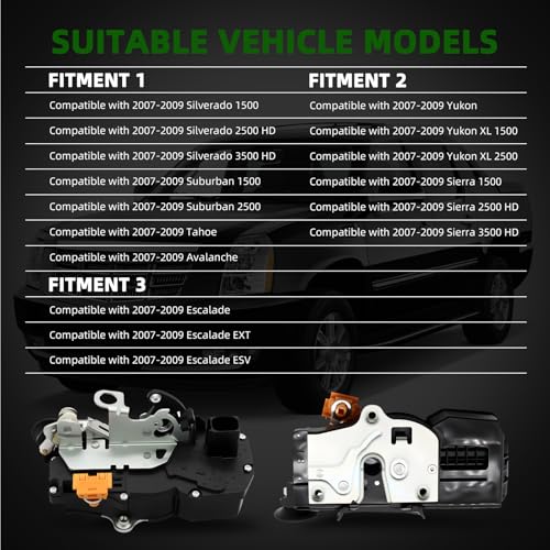 Yunnergo 4 Pcs Front & Rear Door Lock Actuators Compatible with Tahoe Avalanche Silverado 1500 2007-2009 931-303 15785123 Driver Passenger Side Door Latch - Image 5